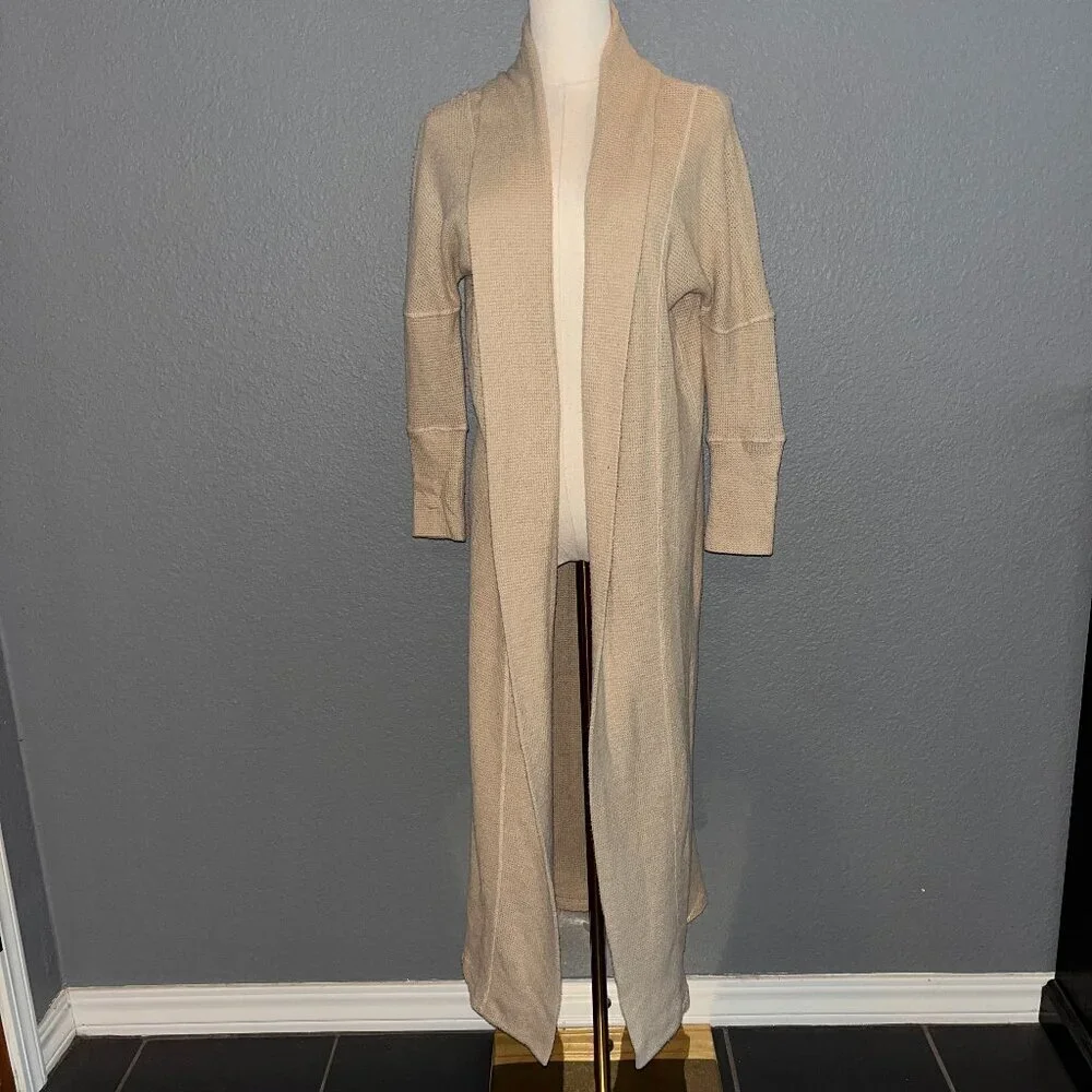 FREE PEOPLE INTIMATELY LOUNGEWEAR DUSTER MAXI LONG WAFFLE WEAVE CARDIGAN EUC XS
